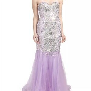 Prom DRESS Terani Couture sequins mermaid dress lilac 4